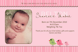 Girl baptism christening and naming day photo invitations and photo thank you cards