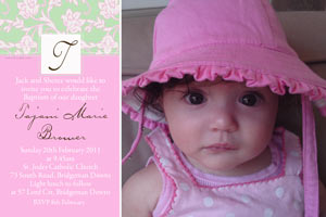 Girl baptism christening and naming day photo invitations and photo thank you cards